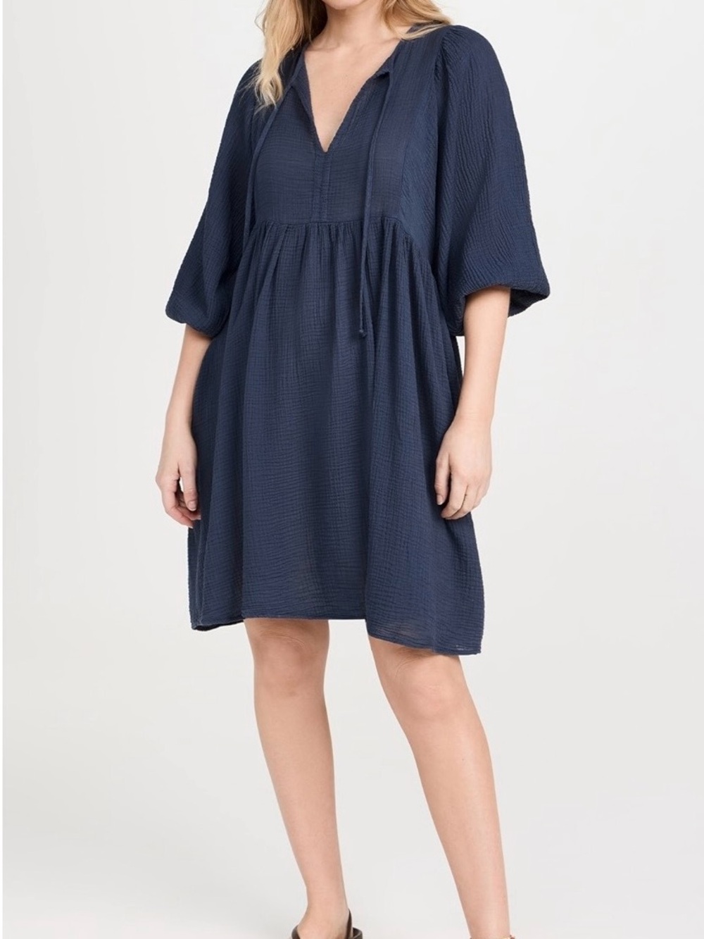 Sundry Navy Blue Textured Midi Dress